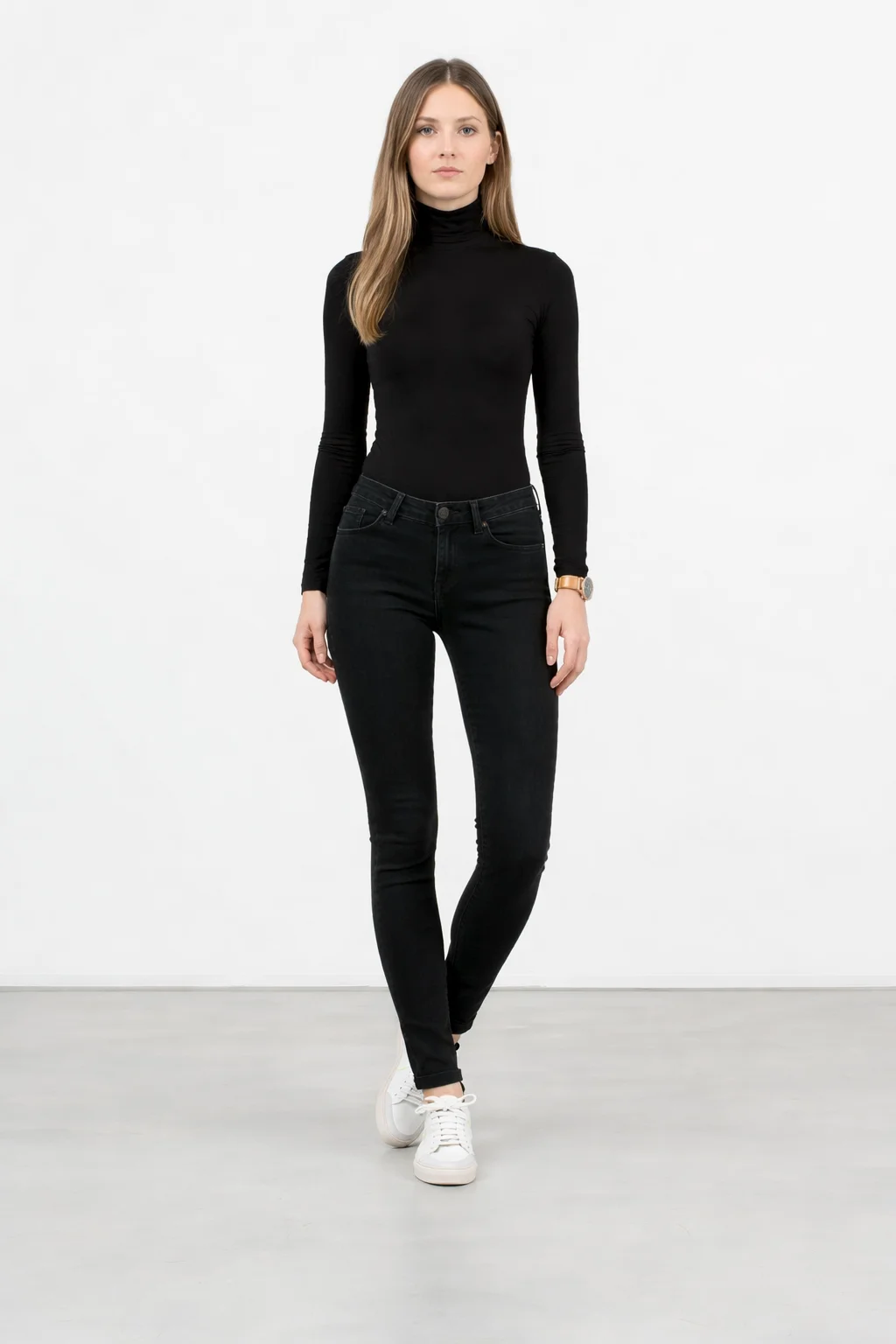 spodnie damskie - Mid Waist Skinny Fit Jeans
