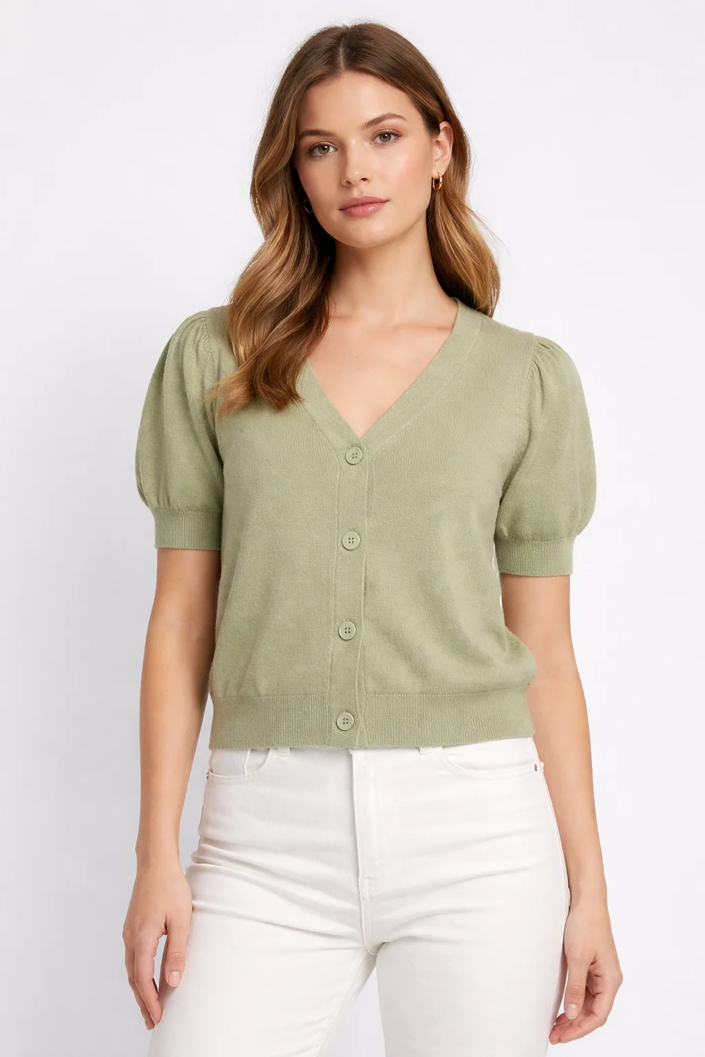 sweter damski - NMLINE S/S V-NECCK
